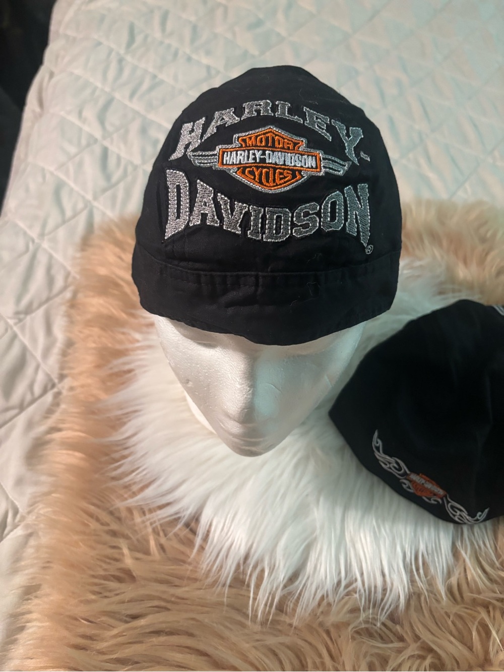 Harley-Davidson Black Hat with Orange and White Logo